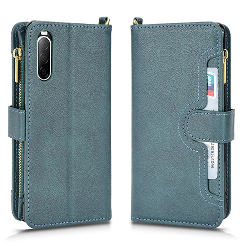 Leather Case Stands Flip Cover Holder BY2 for Sony Xperia 10 II Green