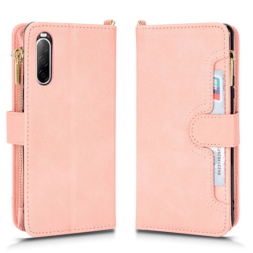 Leather Case Stands Flip Cover Holder BY2 for Sony Xperia 10 II Rose Gold