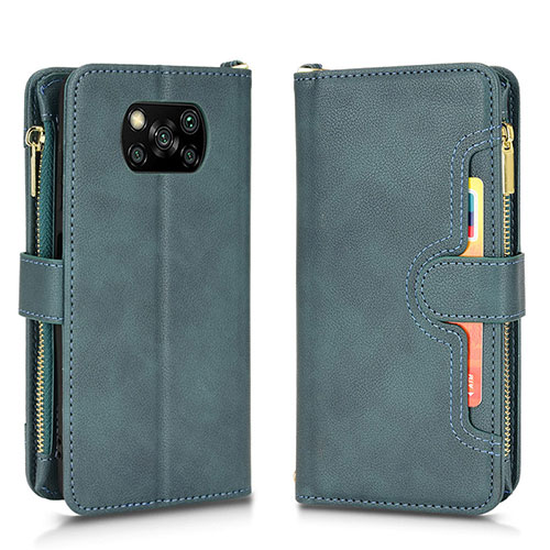 Leather Case Stands Flip Cover Holder BY2 for Xiaomi Poco X3 NFC Green