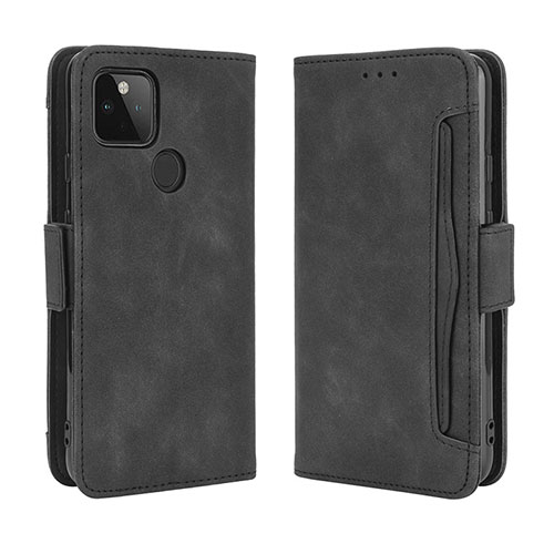 Leather Case Stands Flip Cover Holder BY3 for Google Pixel 4a 5G Black