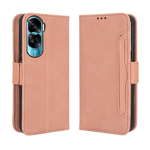Leather Case Stands Flip Cover Holder BY3 for Huawei Honor 90 Lite 5G Pink