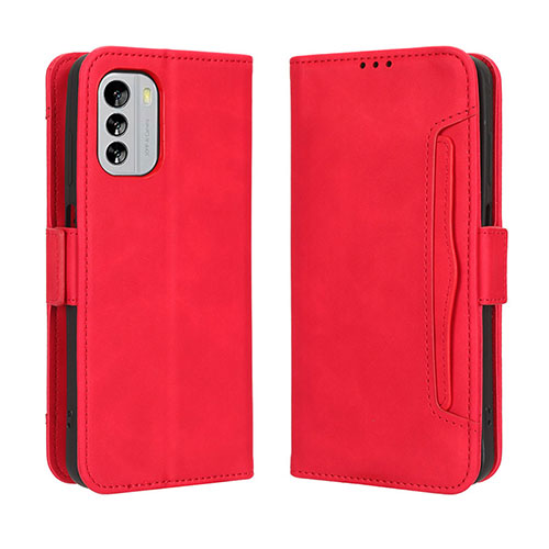 Leather Case Stands Flip Cover Holder BY3 for Nokia G60 5G Red