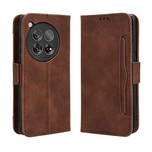 Leather Case Stands Flip Cover Holder BY3 for OnePlus Ace 3 5G Brown