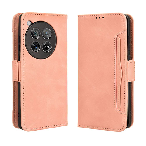 Leather Case Stands Flip Cover Holder BY3 for OnePlus Ace 3 5G Pink