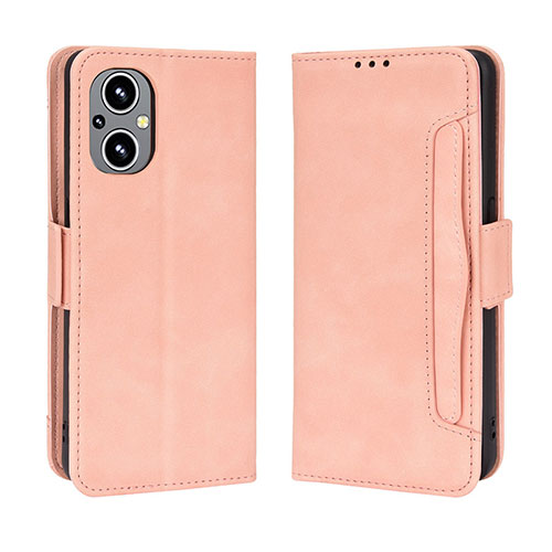 Leather Case Stands Flip Cover Holder BY3 for OnePlus Nord N20 5G Pink