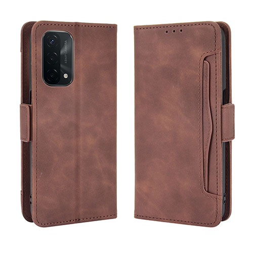 Leather Case Stands Flip Cover Holder BY3 for OnePlus Nord N200 5G Brown
