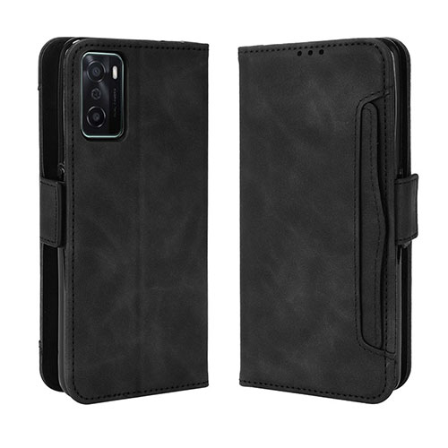 Leather Case Stands Flip Cover Holder BY3 for Oppo A55S 5G Black