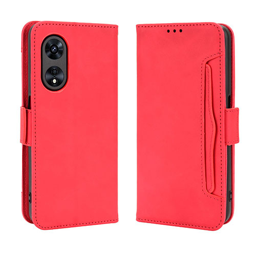 Leather Case Stands Flip Cover Holder BY3 for Oppo A78 5G Red