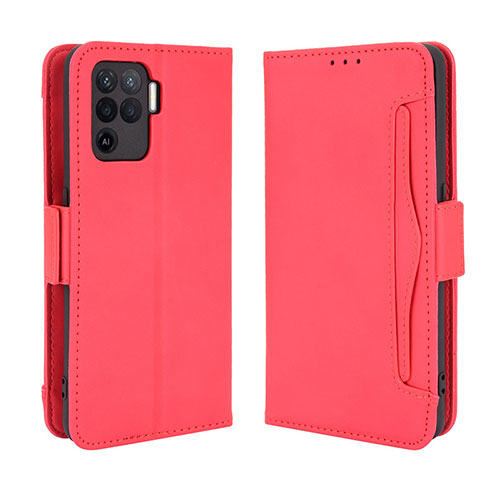 Leather Case Stands Flip Cover Holder BY3 for Oppo A94 4G Red
