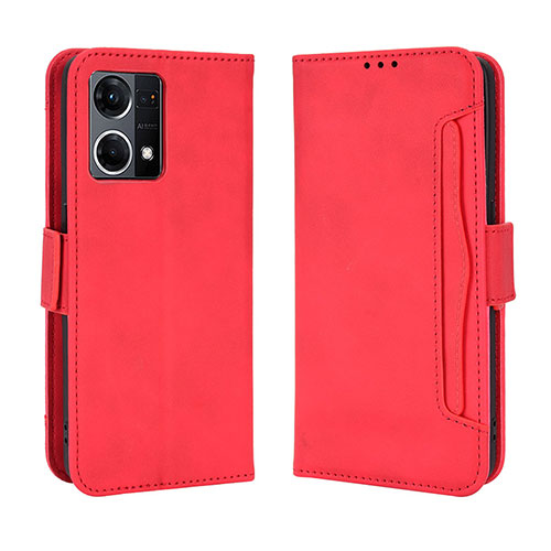 Leather Case Stands Flip Cover Holder BY3 for Oppo Reno8 4G Red