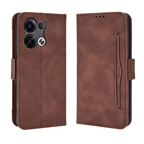 Leather Case Stands Flip Cover Holder BY3 for Oppo Reno8 Pro+ Plus 5G Brown