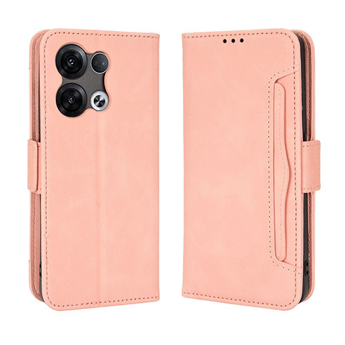 Leather Case Stands Flip Cover Holder BY3 for Oppo Reno8 Pro+ Plus 5G Pink