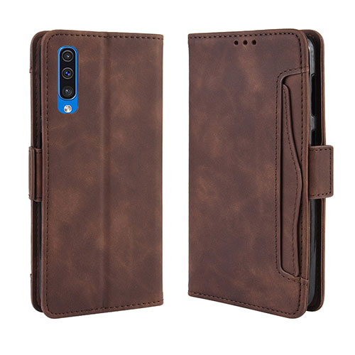 Leather Case Stands Flip Cover Holder BY3 for Samsung Galaxy A30S Brown