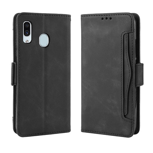 Leather Case Stands Flip Cover Holder BY3 for Samsung Galaxy A40 Black