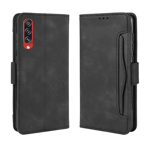 Leather Case Stands Flip Cover Holder BY3 for Samsung Galaxy A70 Black
