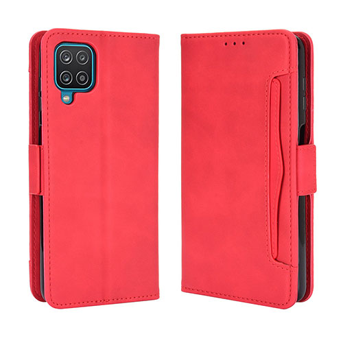 Leather Case Stands Flip Cover Holder BY3 for Samsung Galaxy F12 Red