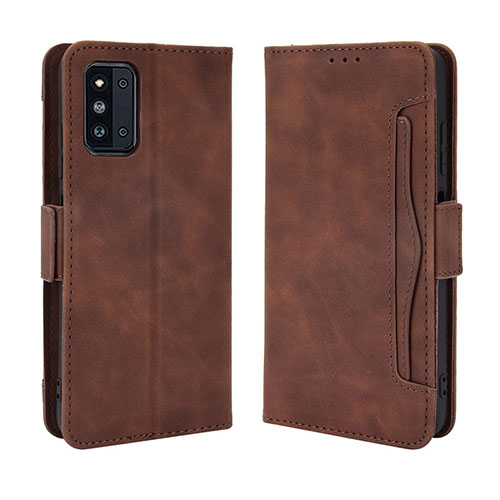 Leather Case Stands Flip Cover Holder BY3 for Samsung Galaxy F52 5G Brown