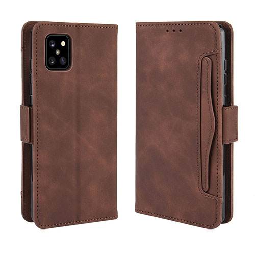 Leather Case Stands Flip Cover Holder BY3 for Samsung Galaxy M60s Brown