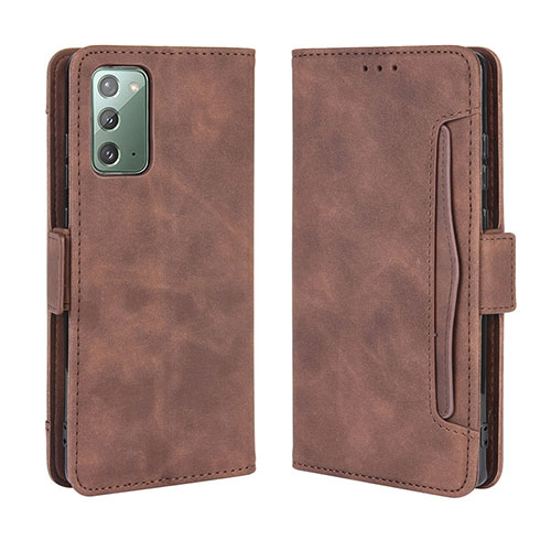 Leather Case Stands Flip Cover Holder BY3 for Samsung Galaxy S20 FE (2022) 5G Brown