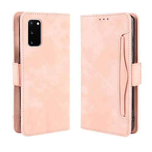 Leather Case Stands Flip Cover Holder BY3 for Samsung Galaxy S20 Pink
