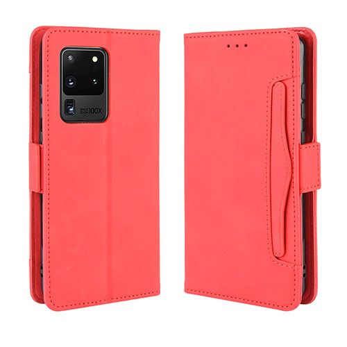 Leather Case Stands Flip Cover Holder BY3 for Samsung Galaxy S20 Ultra 5G Red