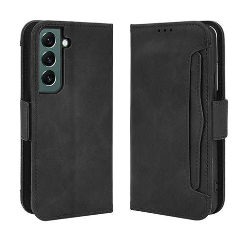 Leather Case Stands Flip Cover Holder BY3 for Samsung Galaxy S22 Plus 5G Black