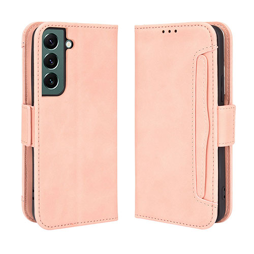 Leather Case Stands Flip Cover Holder BY3 for Samsung Galaxy S23 5G Pink