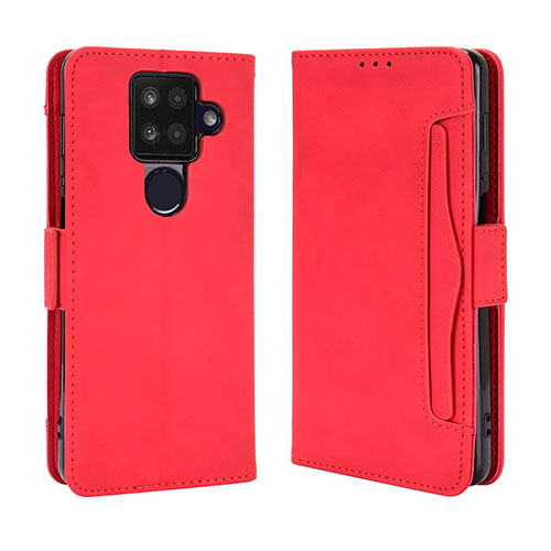 Leather Case Stands Flip Cover Holder BY3 for Sharp Aquos Sense4 Plus Red