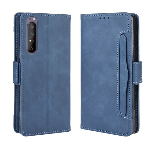 Leather Case Stands Flip Cover Holder BY3 for Sony Xperia 1 II Blue