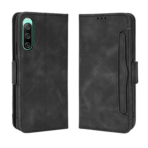 Leather Case Stands Flip Cover Holder BY3 for Sony Xperia 10 V Black