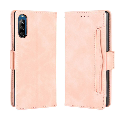 Leather Case Stands Flip Cover Holder BY3 for Sony Xperia L4 Pink