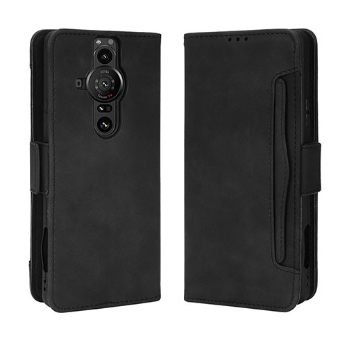 Leather Case Stands Flip Cover Holder BY3 for Sony Xperia PRO-I Black