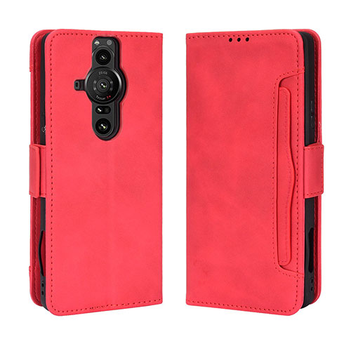 Leather Case Stands Flip Cover Holder BY3 for Sony Xperia PRO-I Red