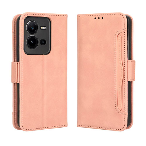 Leather Case Stands Flip Cover Holder BY3 for Vivo V25 5G Pink