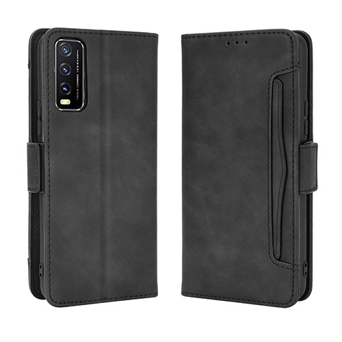 Leather Case Stands Flip Cover Holder BY3 for Vivo Y30 Black