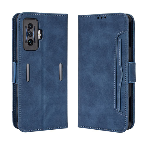 Leather Case Stands Flip Cover Holder BY3 for Xiaomi Poco F4 GT 5G Blue