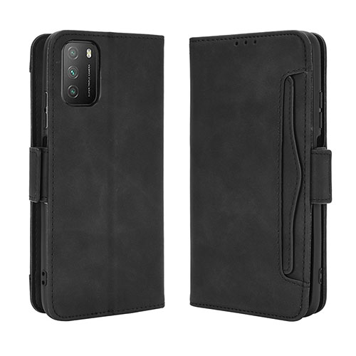 Leather Case Stands Flip Cover Holder BY3 for Xiaomi Poco M3 Black