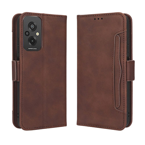 Leather Case Stands Flip Cover Holder BY3 for Xiaomi Redmi 11 Prime 4G Brown