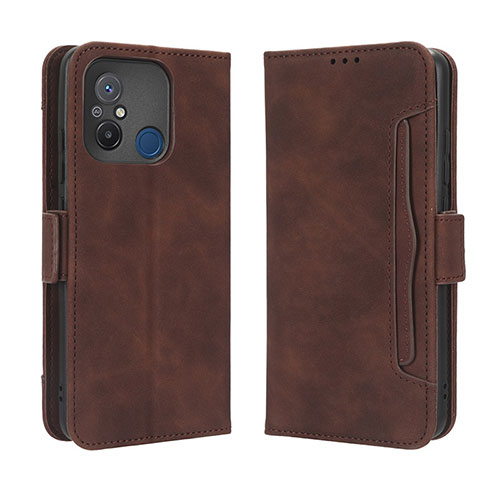 Leather Case Stands Flip Cover Holder BY3 for Xiaomi Redmi 12C 4G Brown