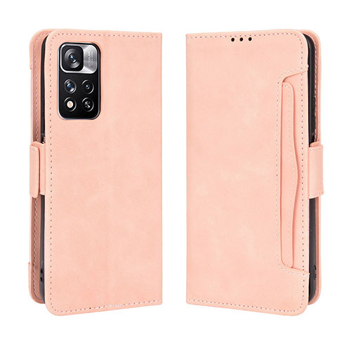 Leather Case Stands Flip Cover Holder BY3 for Xiaomi Redmi Note 11 Pro+ Plus 5G Pink