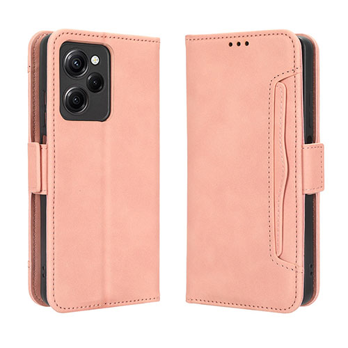 Leather Case Stands Flip Cover Holder BY3 for Xiaomi Redmi Note 12 Pro Speed 5G Pink