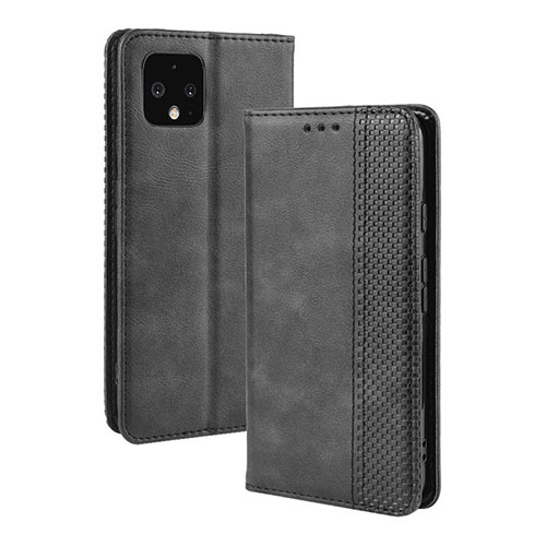 Leather Case Stands Flip Cover Holder BY4 for Google Pixel 4 XL Black