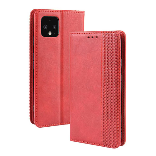 Leather Case Stands Flip Cover Holder BY4 for Google Pixel 4 XL Red