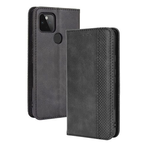 Leather Case Stands Flip Cover Holder BY4 for Google Pixel 5 XL 5G Black