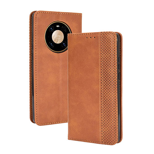 Leather Case Stands Flip Cover Holder BY4 for Huawei Mate 40 Pro Brown