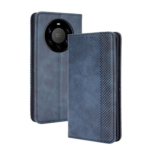 Leather Case Stands Flip Cover Holder BY4 for Huawei Mate 40 Pro+ Plus Blue