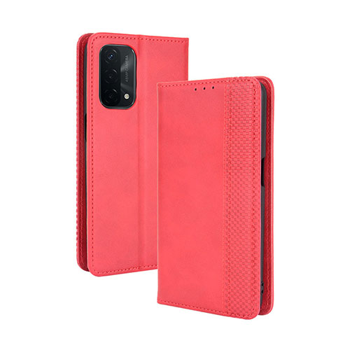 Leather Case Stands Flip Cover Holder BY4 for OnePlus Nord N200 5G Red
