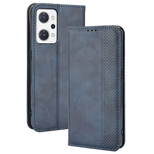 Leather Case Stands Flip Cover Holder BY4 for Oppo Reno7 A Blue
