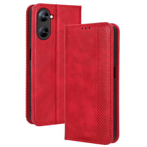 Leather Case Stands Flip Cover Holder BY4 for Realme V30t 5G Red