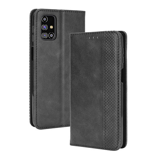 Leather Case Stands Flip Cover Holder BY4 for Samsung Galaxy M31s Black